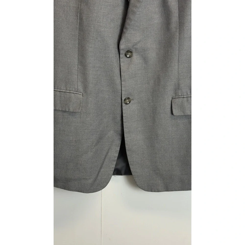 Geoffrey Beene Mens 44L Grey Micro Stripe Two‎ Button Blazer Sport Coat Jacket